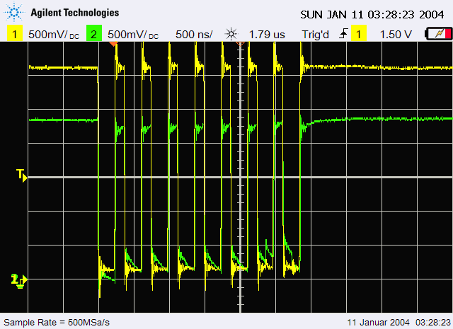 Ergebnis der Pegelanpassung von 3,3V auf 2,7V