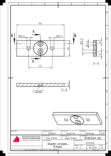 Technische Zeichnung Nutadapter